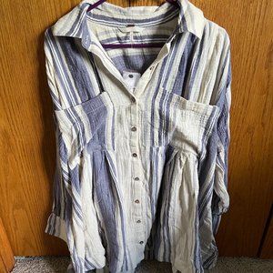 Free People Oversized Striped Button Down